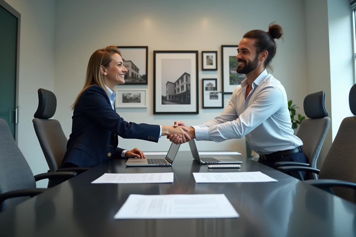 Signature d'un bail commercial pour une micro-crèche entre un gestionnaire et un agent immobilier